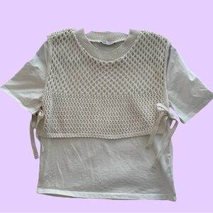 Zara Cream Knit CrochetTop